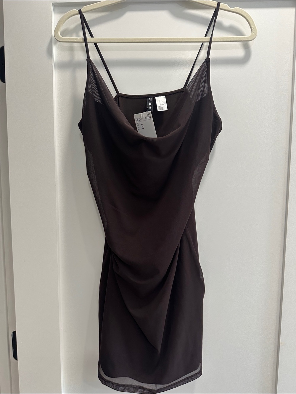 H&M Brown Cowl Neck Mini Slip Dress